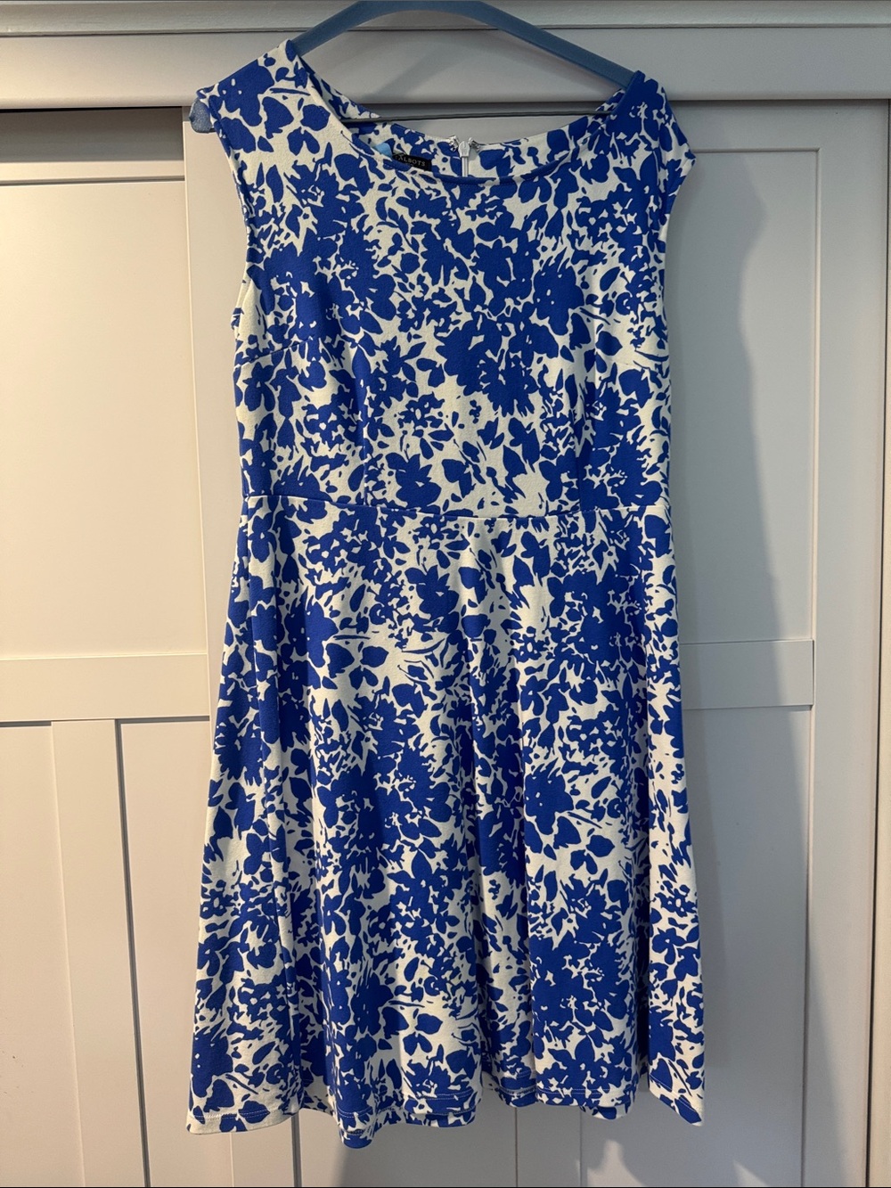 Talbots Blue and White Floral Fit-and-Flare Dress